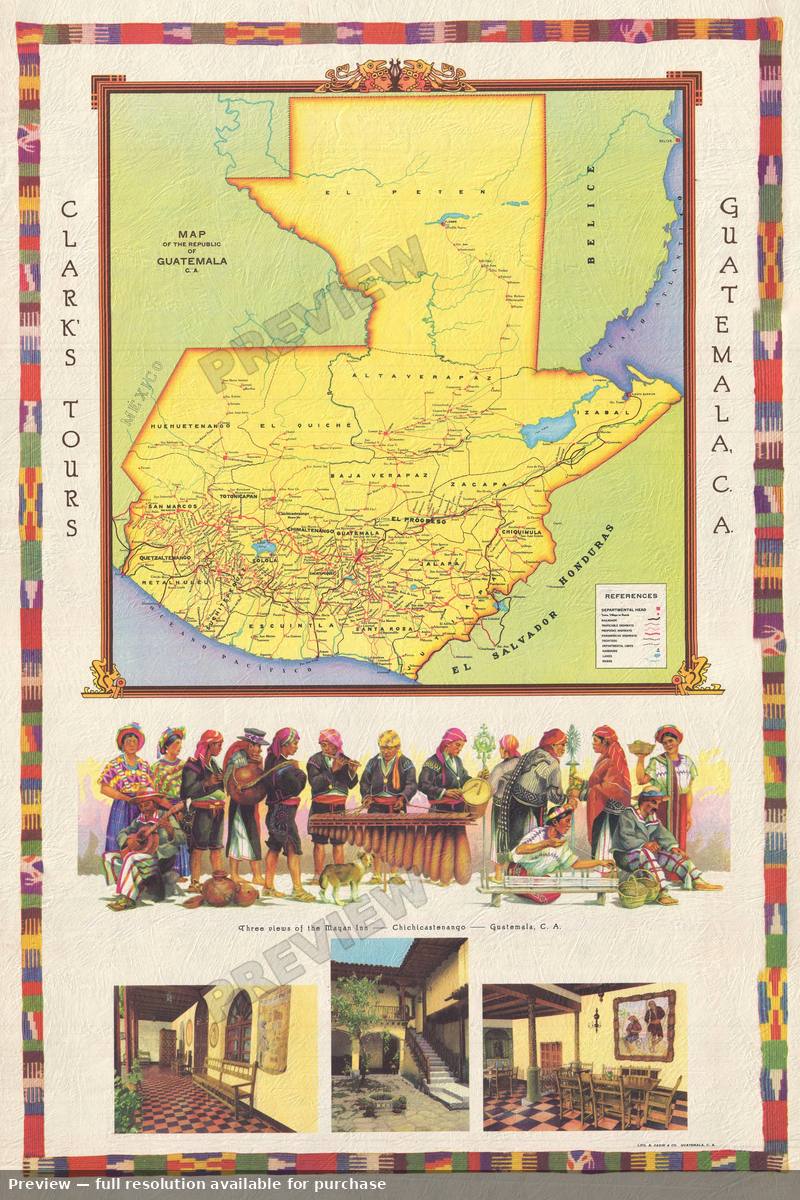 Antique map: Guatamala Clarks Tours, 1935, 1935