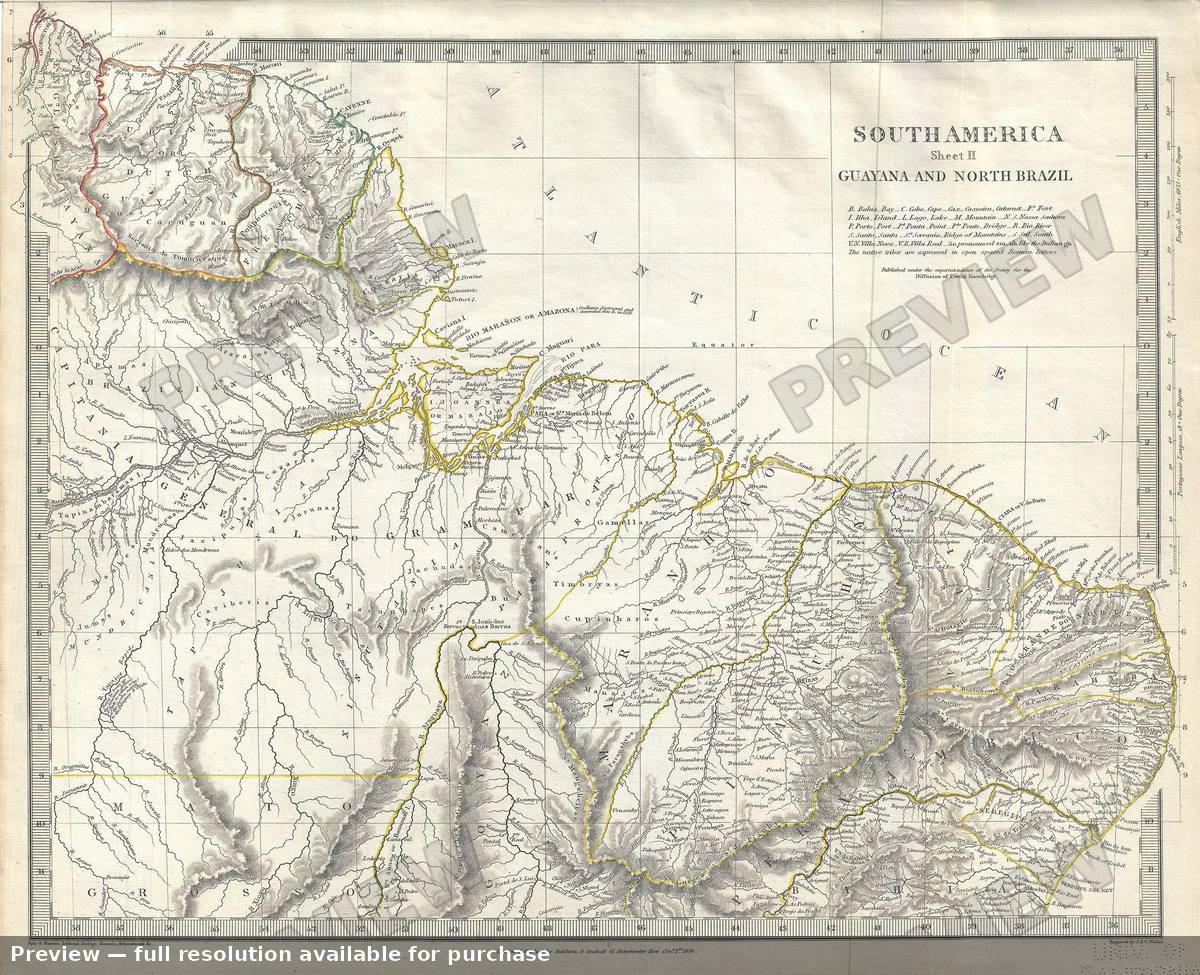 Antique map: Guayana, 1844