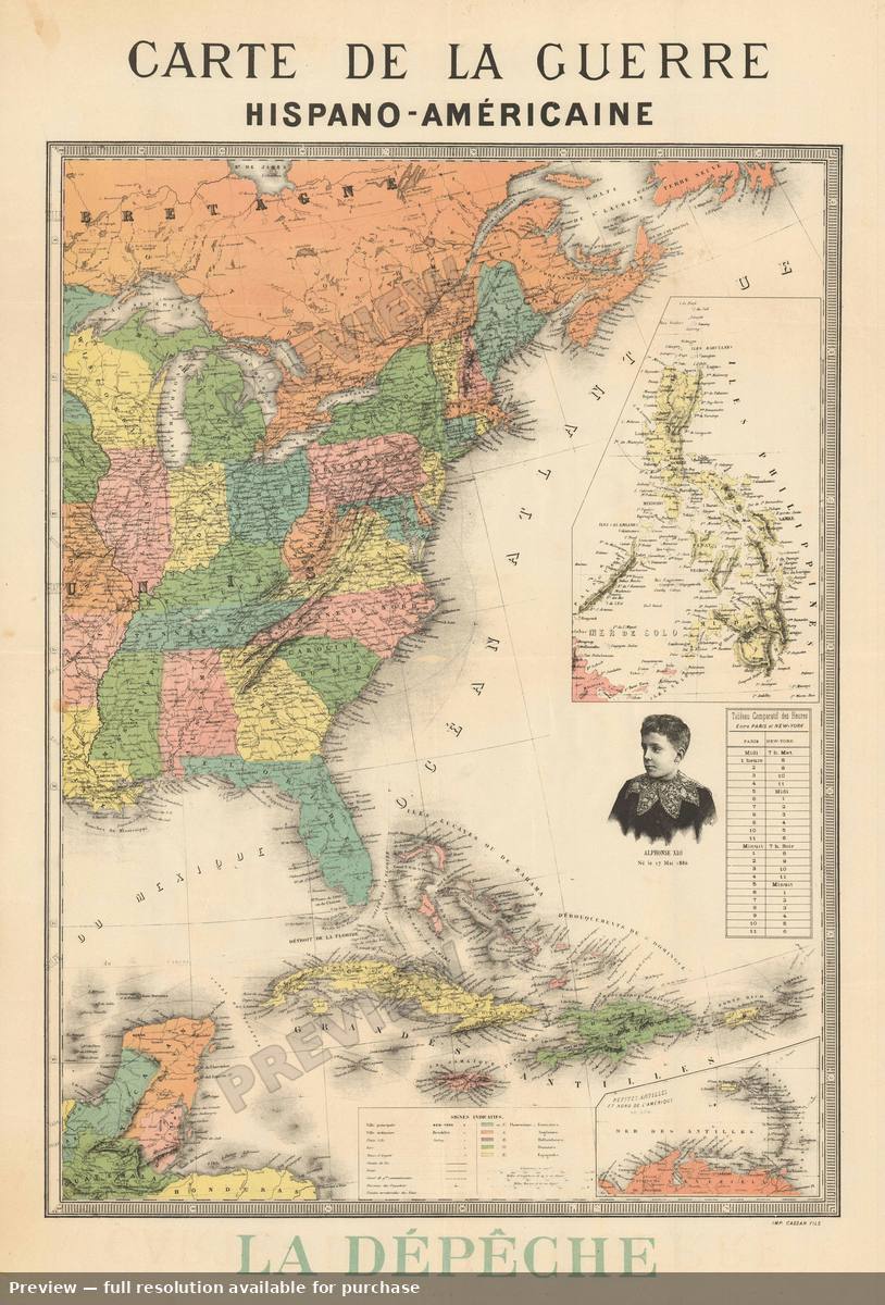 Antique map: Guerre Hispano Americaine, 1898, 1898