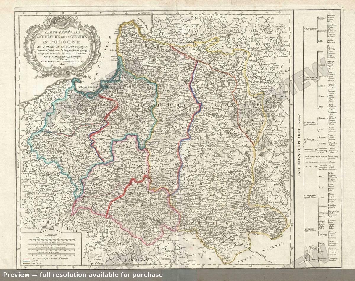 Antique map: Guerre Pologne, 1807