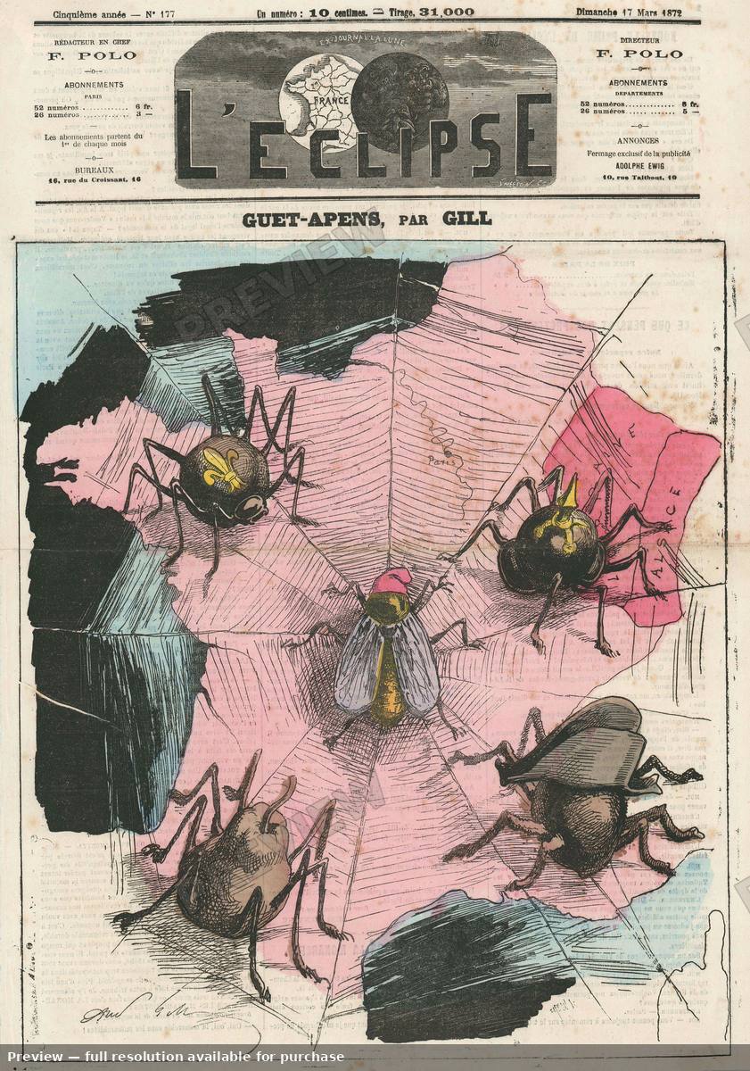 Antique map: Guet Apens, 1872, 1872