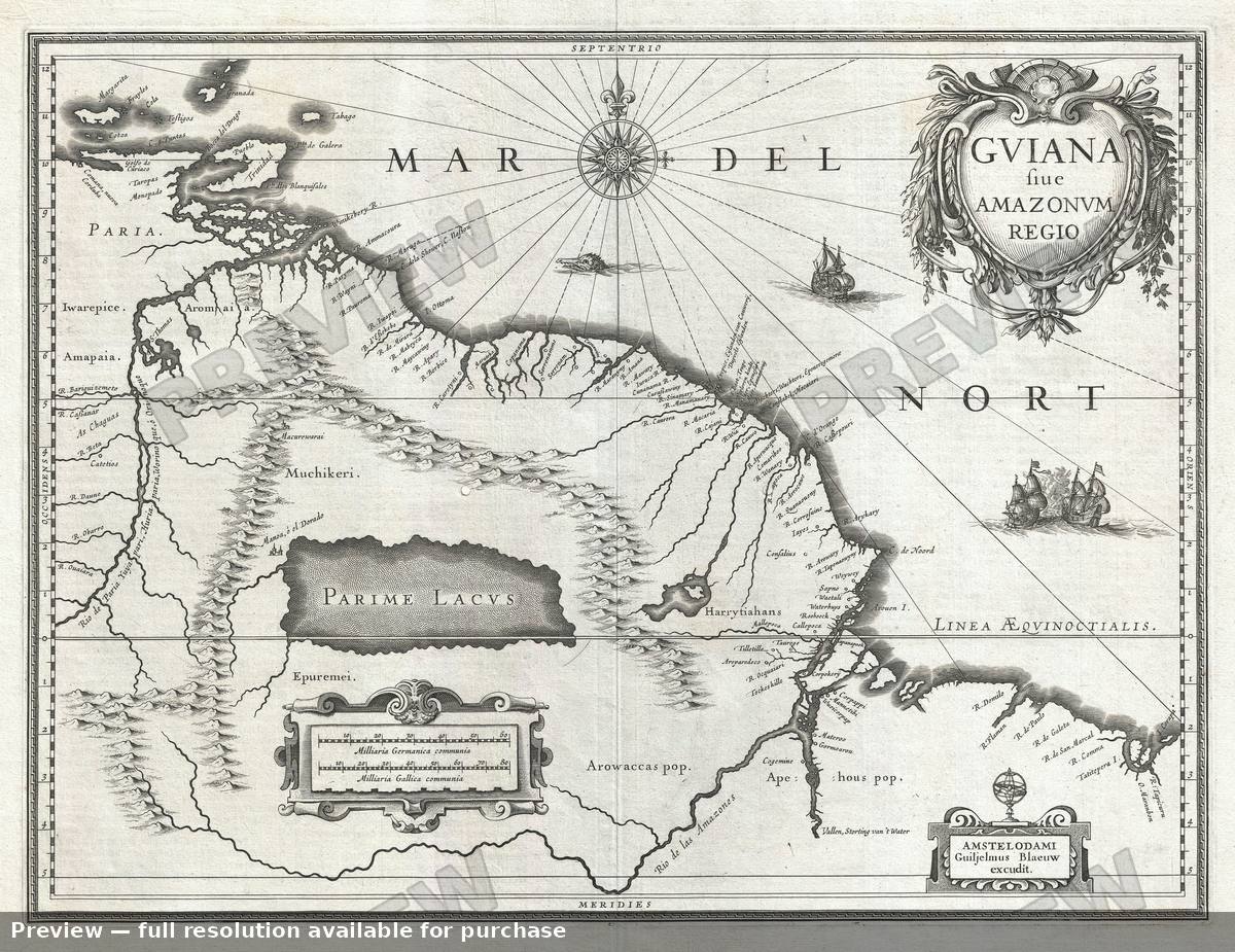 Antique map: Guiana, 1635