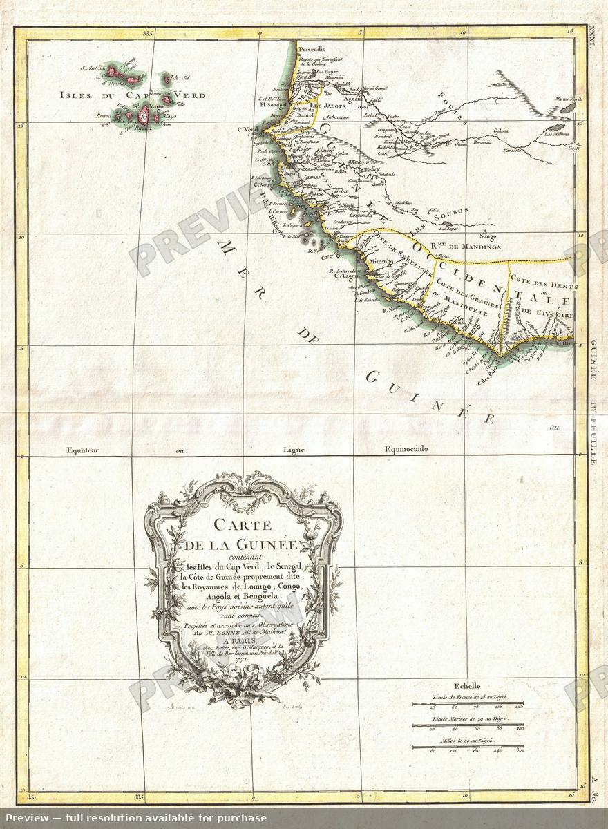 Antique map: Guinea, 1771, 1771