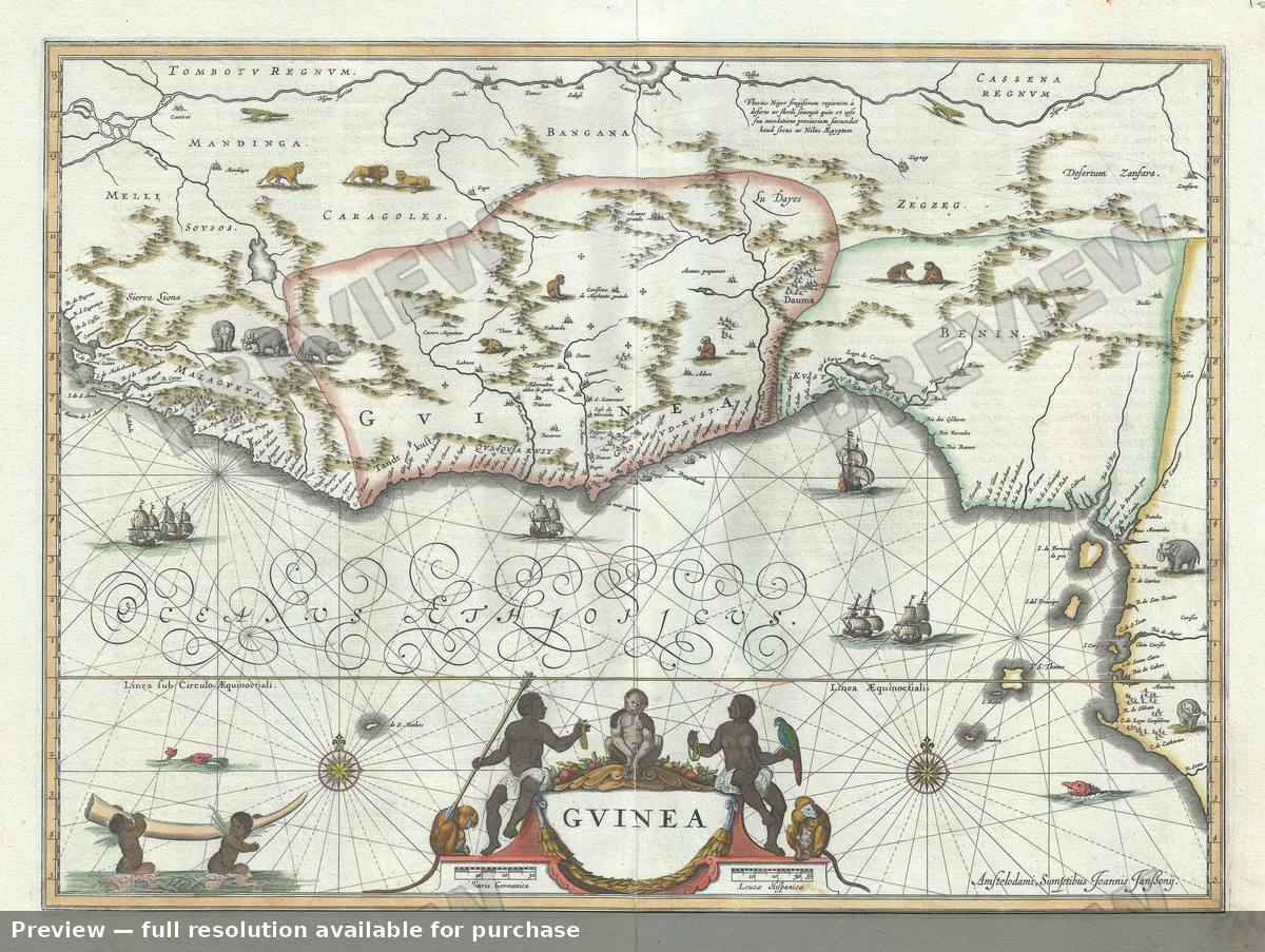 Antique map: Guinea, 1660