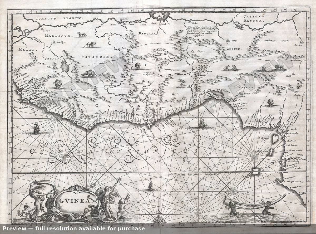 Antique map: Guinea, 1670