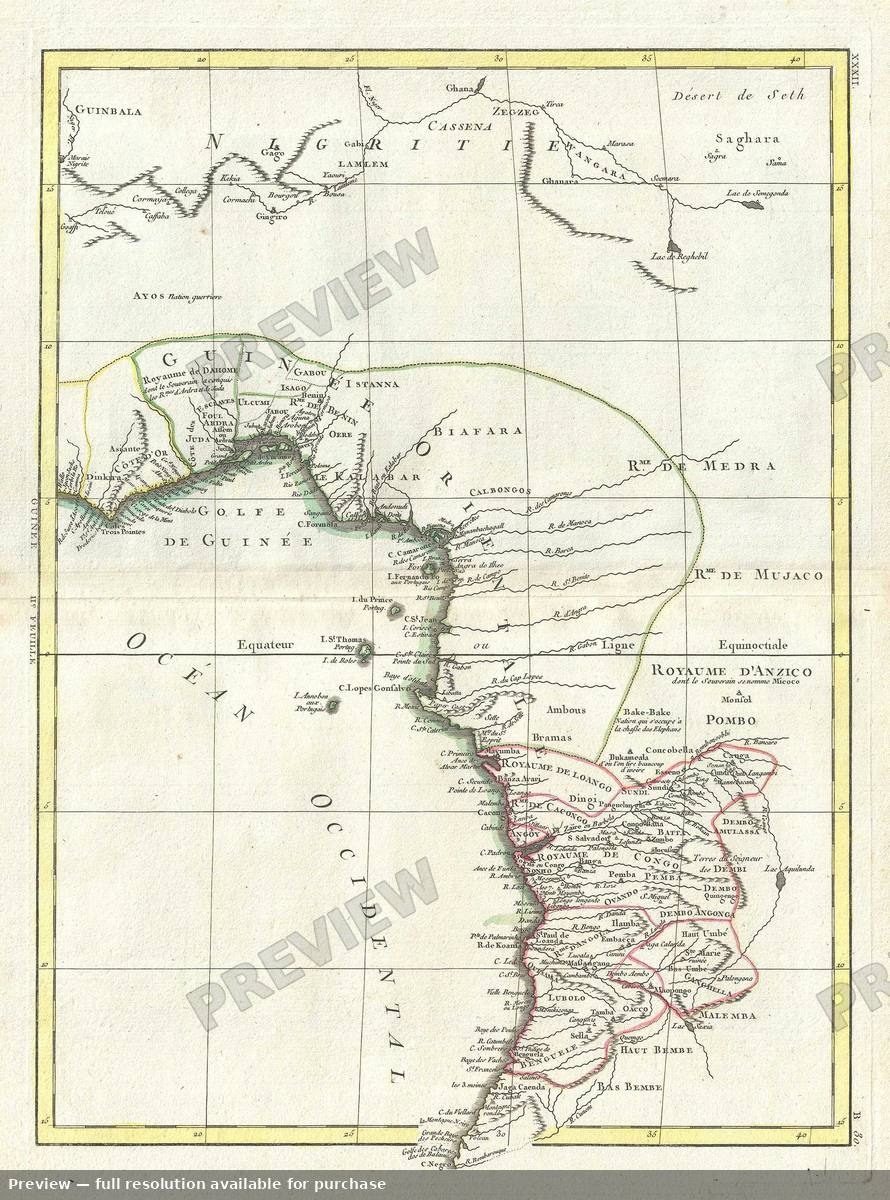 Antique map: Guinee I Ie Feuille, 1778, 1778