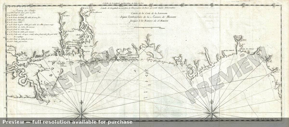 Antique map: Gulf Coast, 1728, 1728