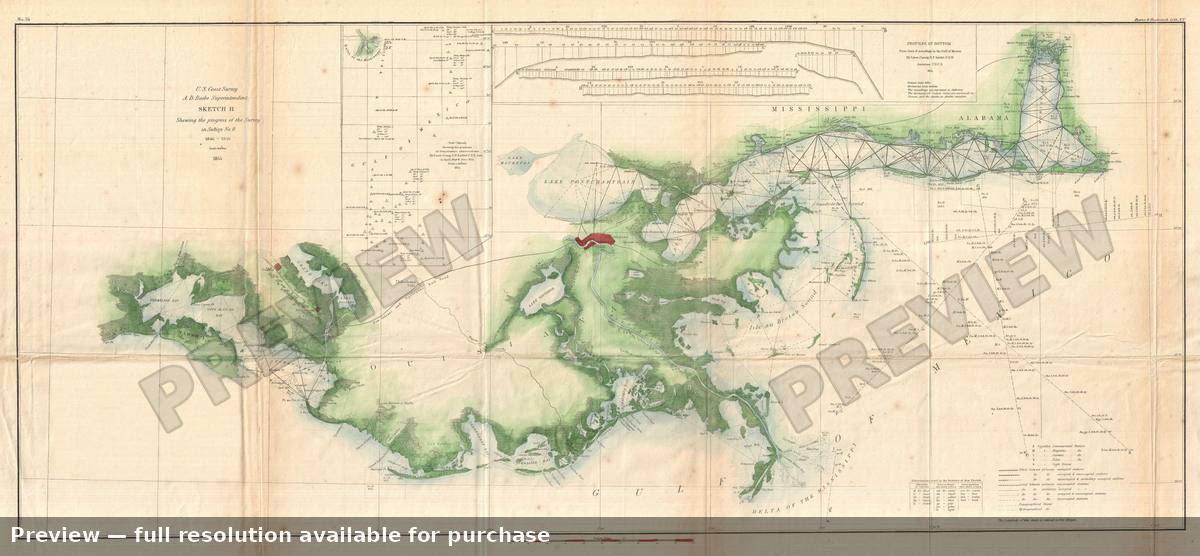 Antique map: Gulf Coast, 1855, 1855