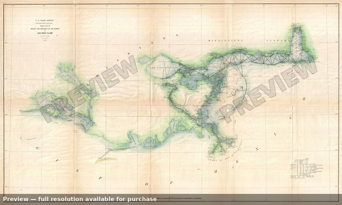 Antique map: Gulf Coast, 1873, 1873