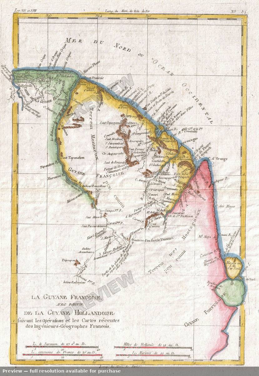 Antique map: Guyane, 1780, 1780