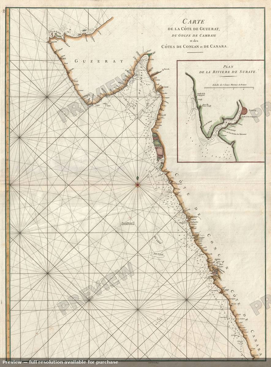 Antique map: Guzerat Bombay Goa, 1775