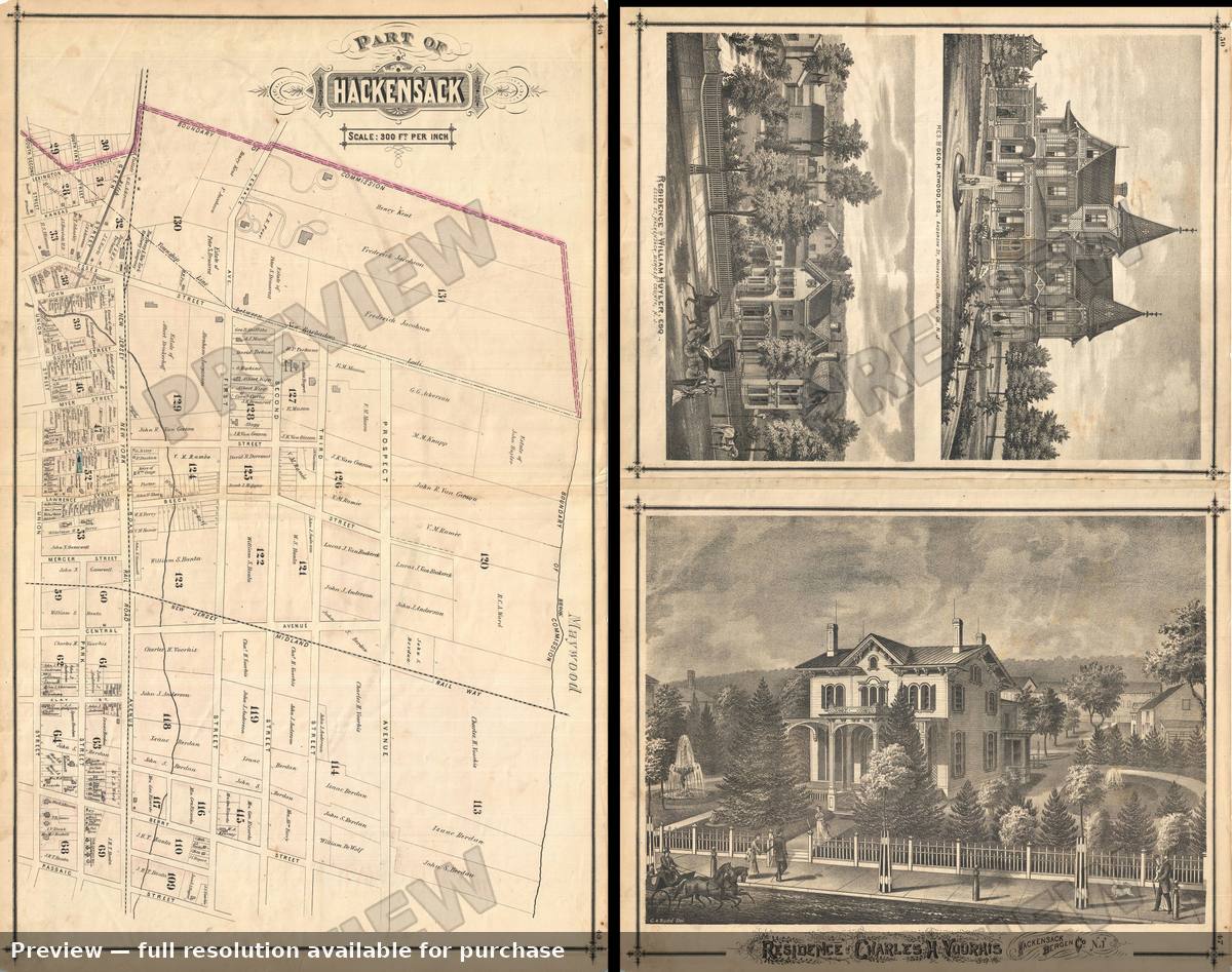 Antique map: Hackensack NJ 2, 1876, 1876