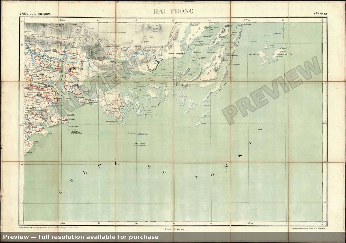 Antique map: Hai Phong Vietnam, 1895
