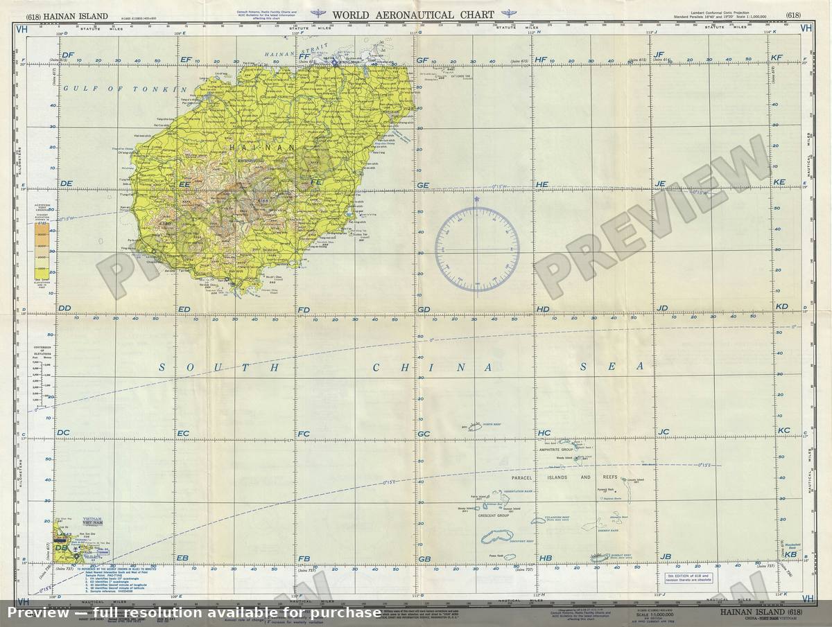 Antique map: Hainan Island, 1958