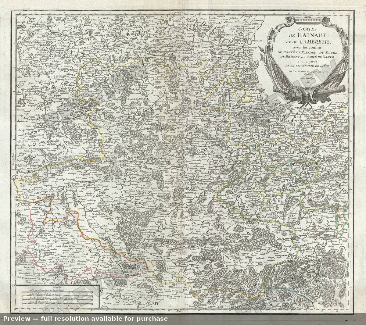 Antique map: Hainaut Cambresis, 1757