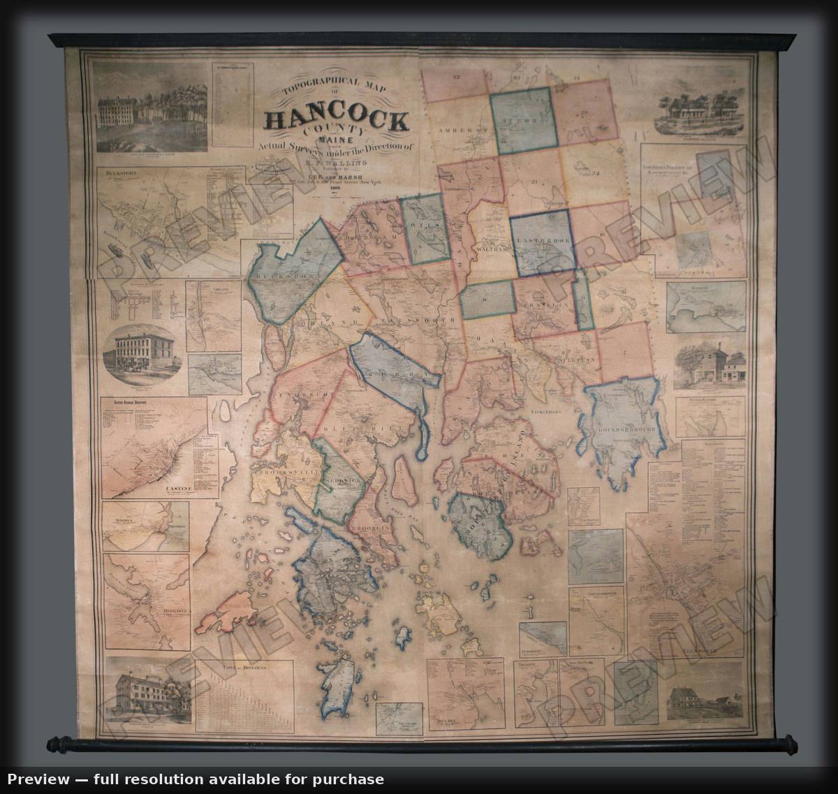 Antique map: Hancock Maine 2, 1860