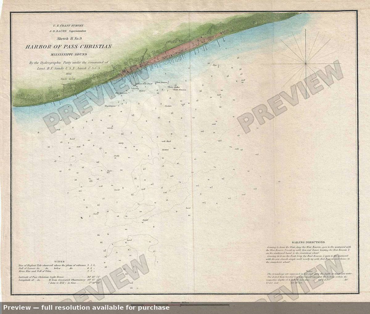Antique map: Harbor Pass Christian, 1851, 1851