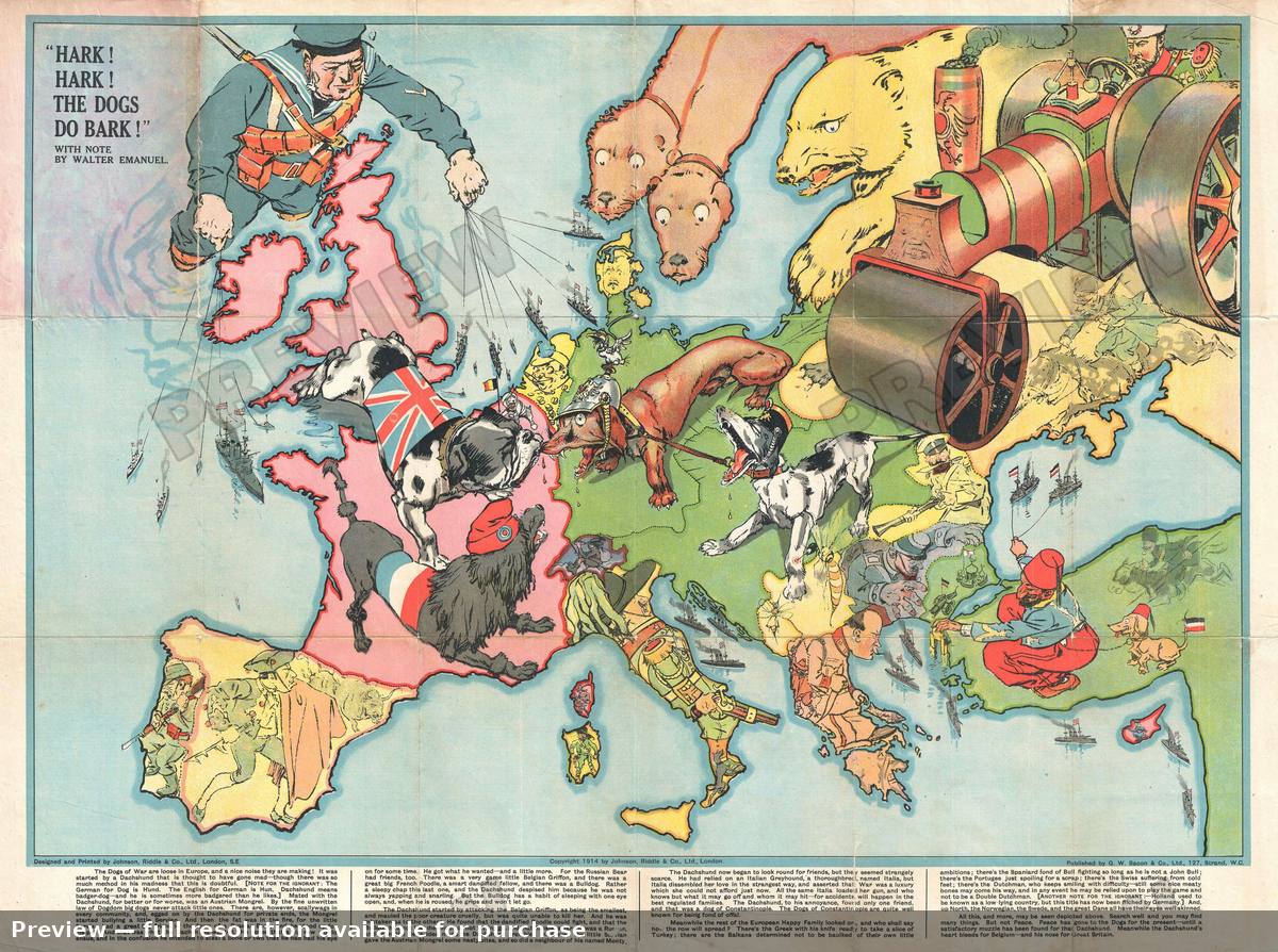 Antique map: Hark Harthe Dogsdo Bark, 1914, 1914