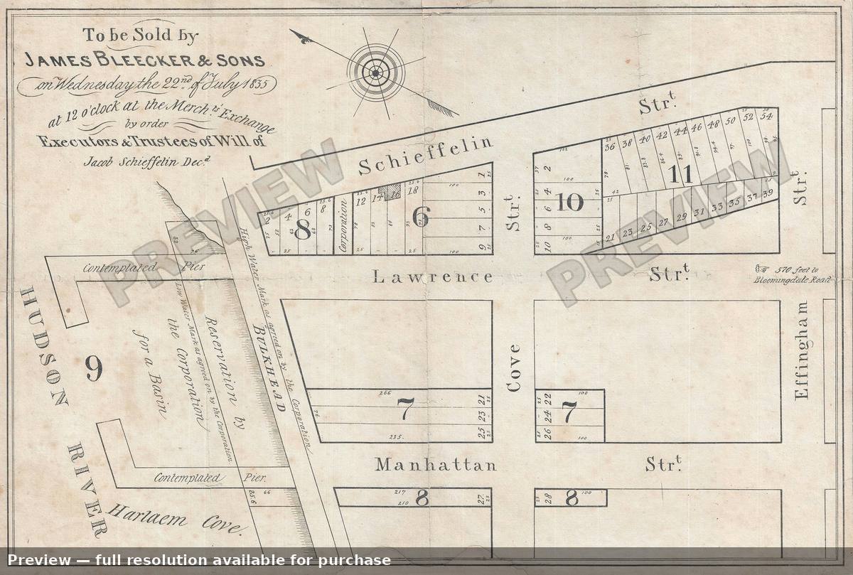 Antique map: Harlem Cove Manhattanville, 1835, 1835
