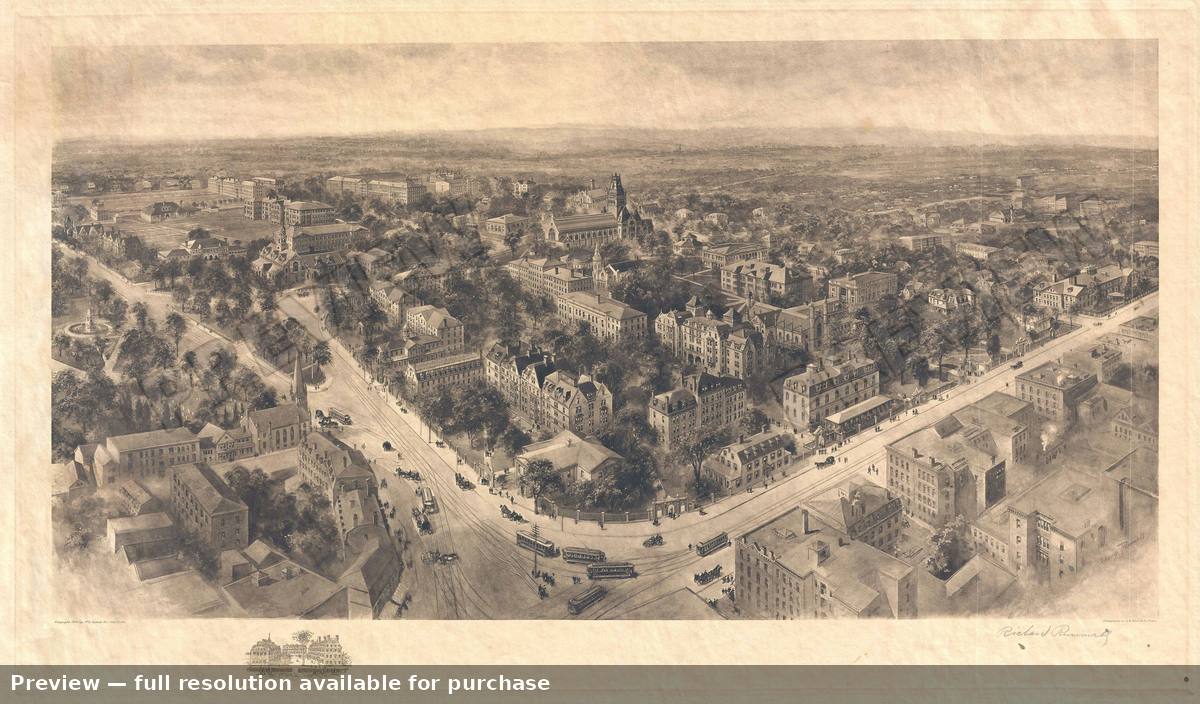 Antique map: Harvard, 1906