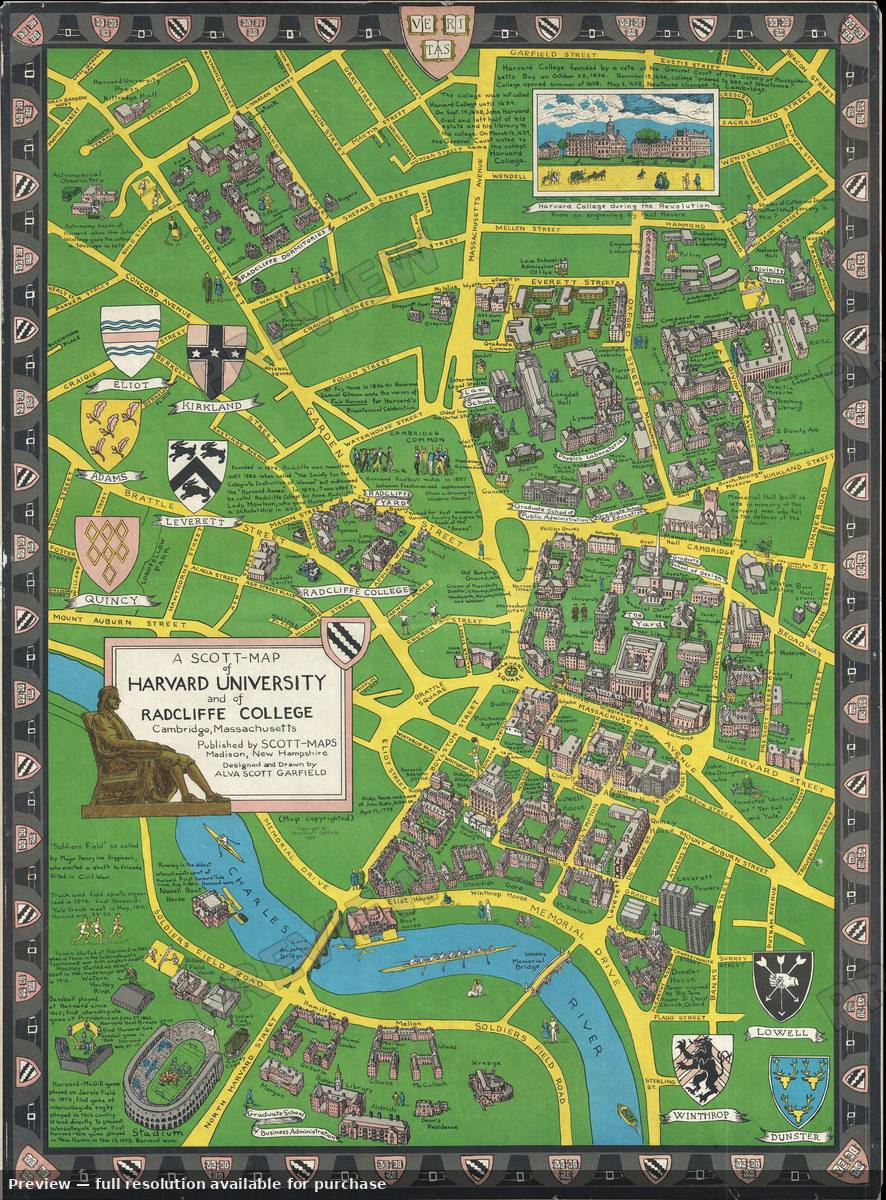 Antique map: Harvard Radcliffe, 1959, 1959