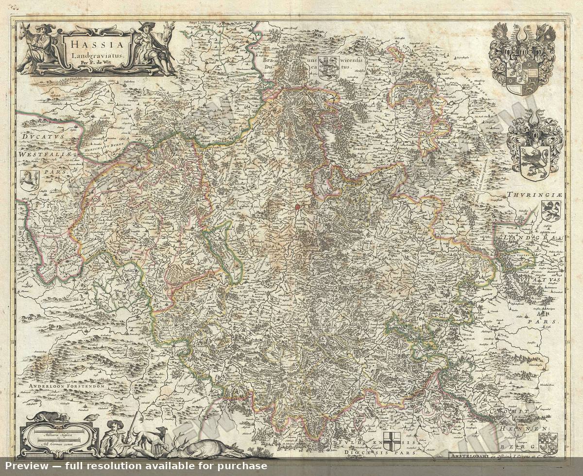 Antique map: Hassia, 1721