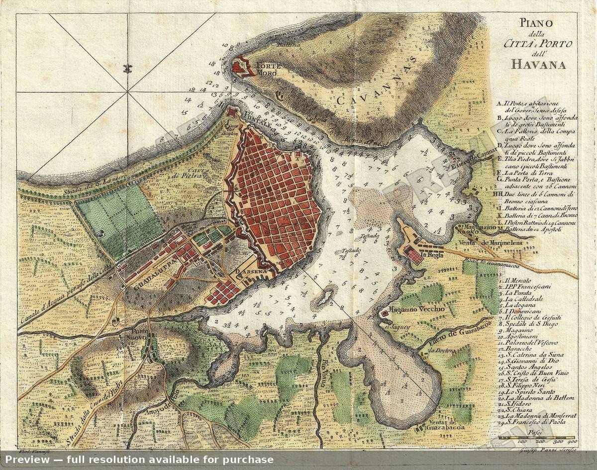 Antique map: Havana, 1763, 1763
