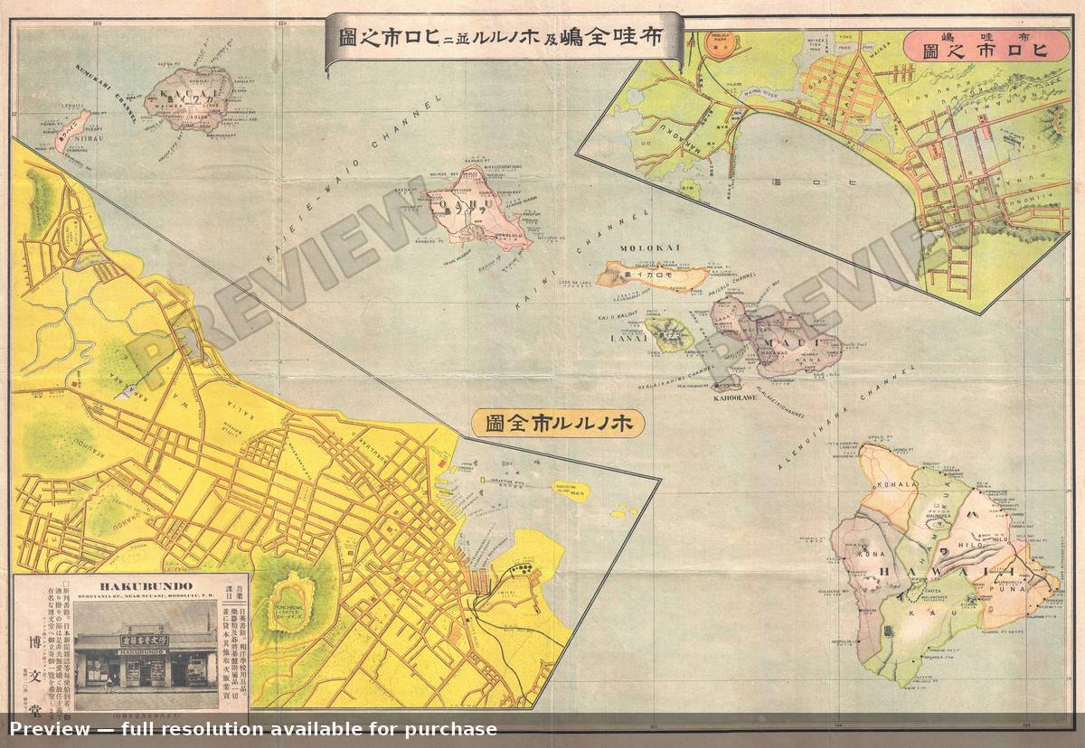 Antique map: Hawaii, 1919, 1919