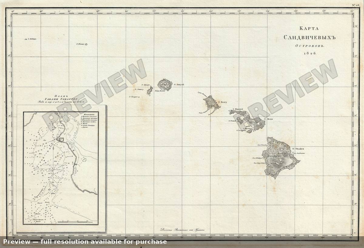 Antique map: Hawaii, 1821, 1821