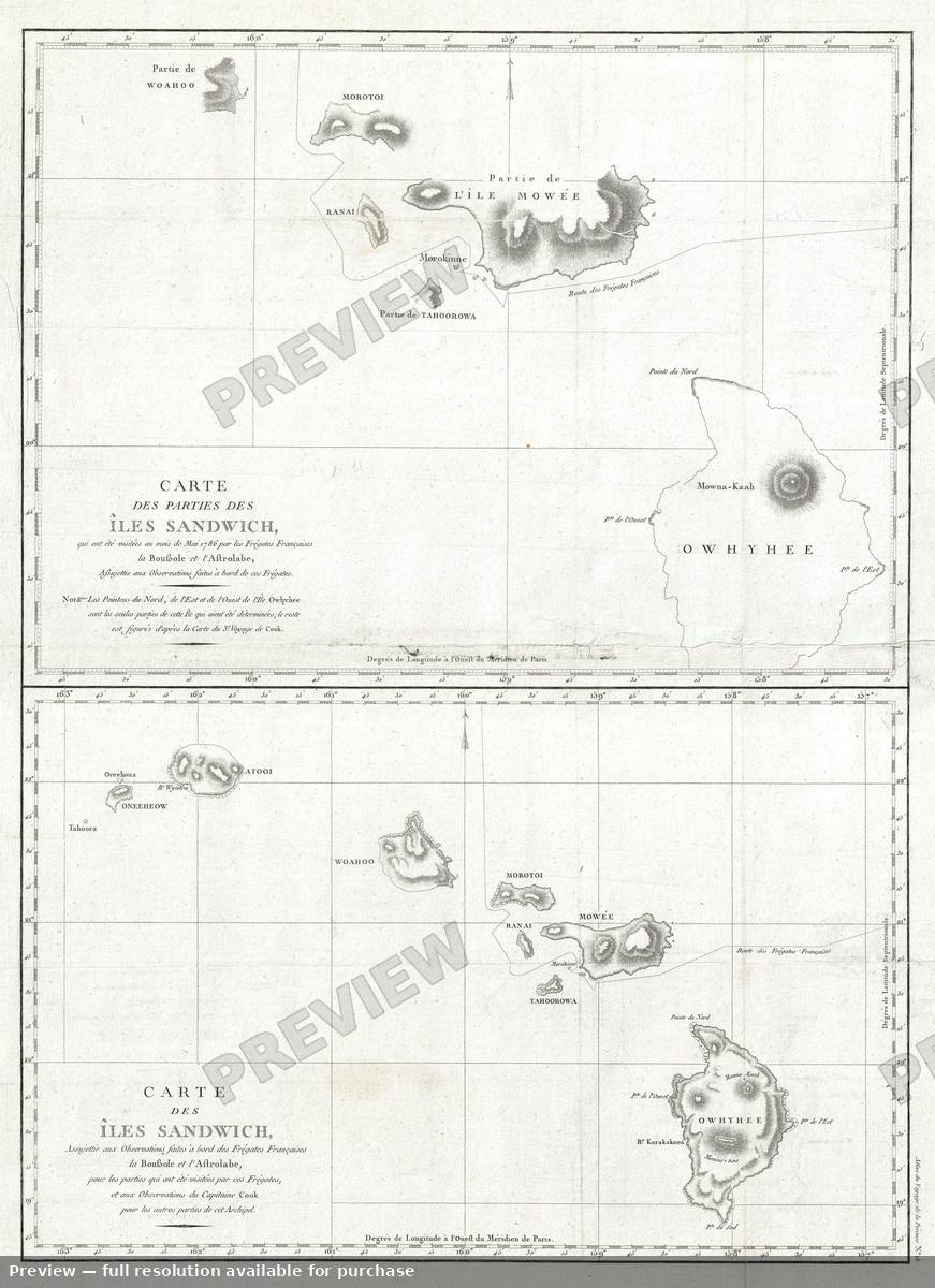 Antique map: Hawaii, 1797