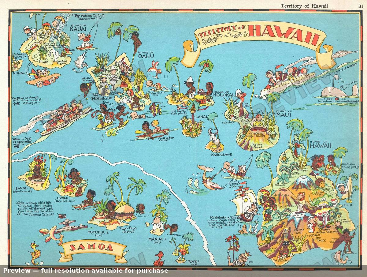 Antique map: Hawaii, 1935, 1935