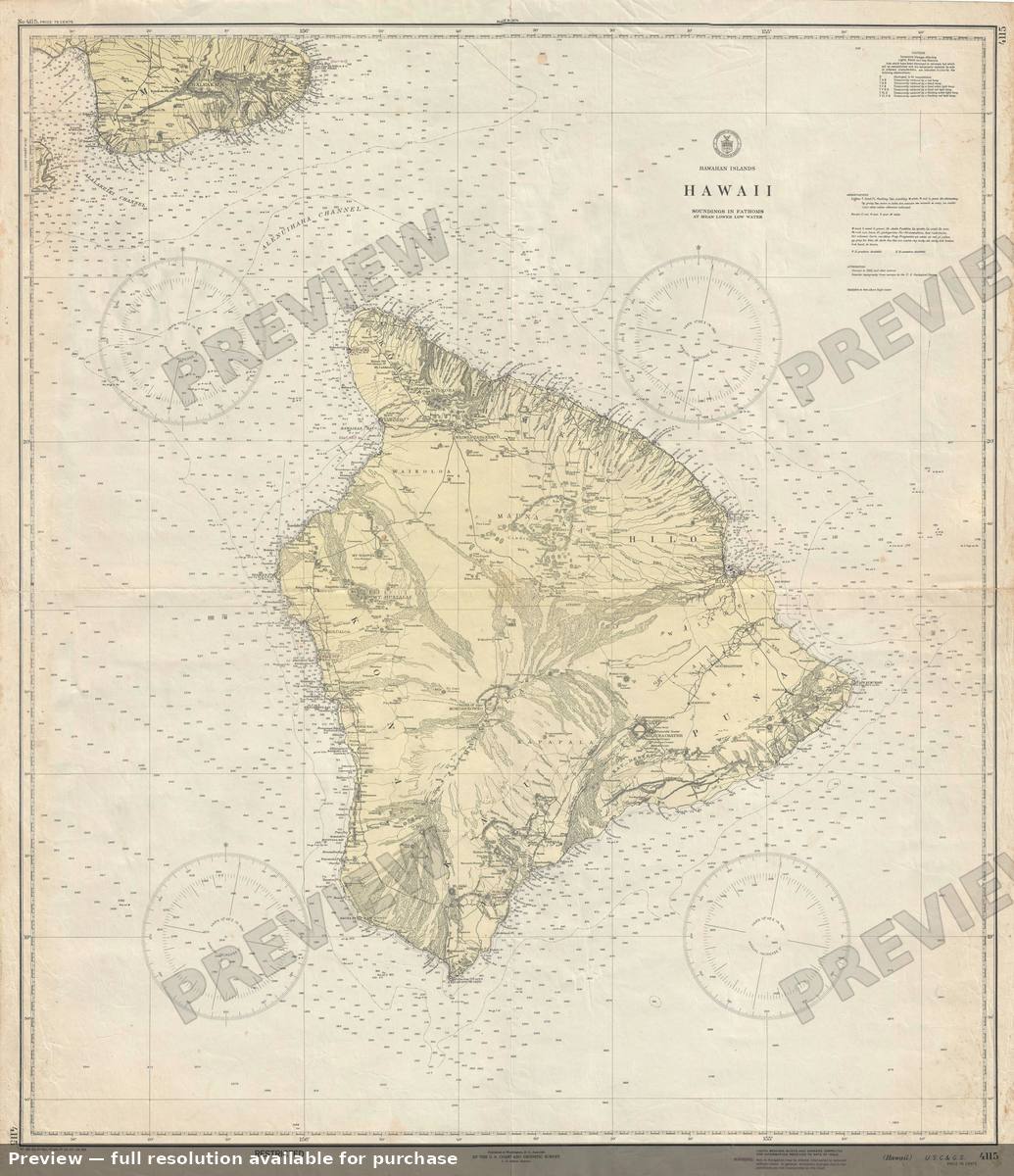 Antique map: Hawaii, 1944