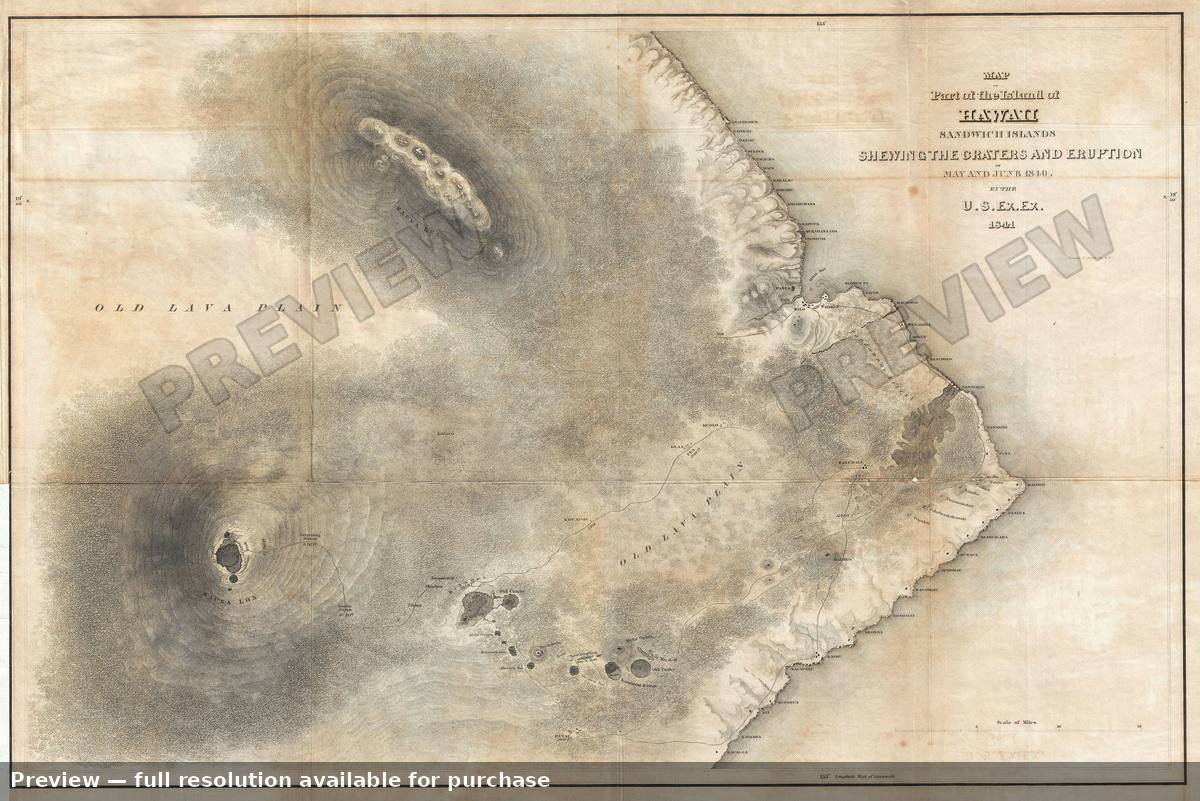 Antique map: Hawaii Mauna Kea, 1841, 1841