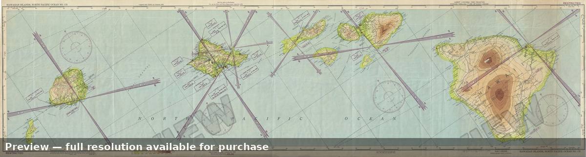 Antique map: Hawaiian Islands, 1945