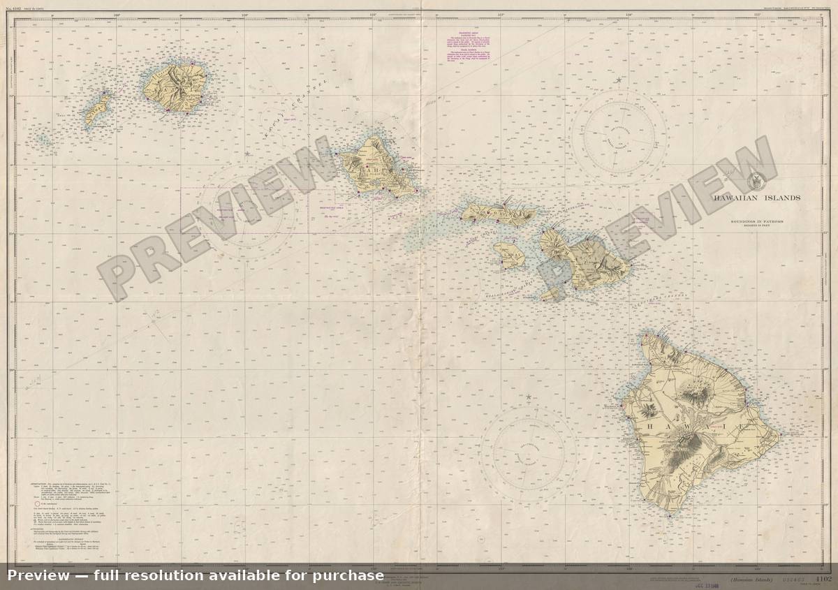 Antique map: Hawaiian Islands 2, 1948, 1948