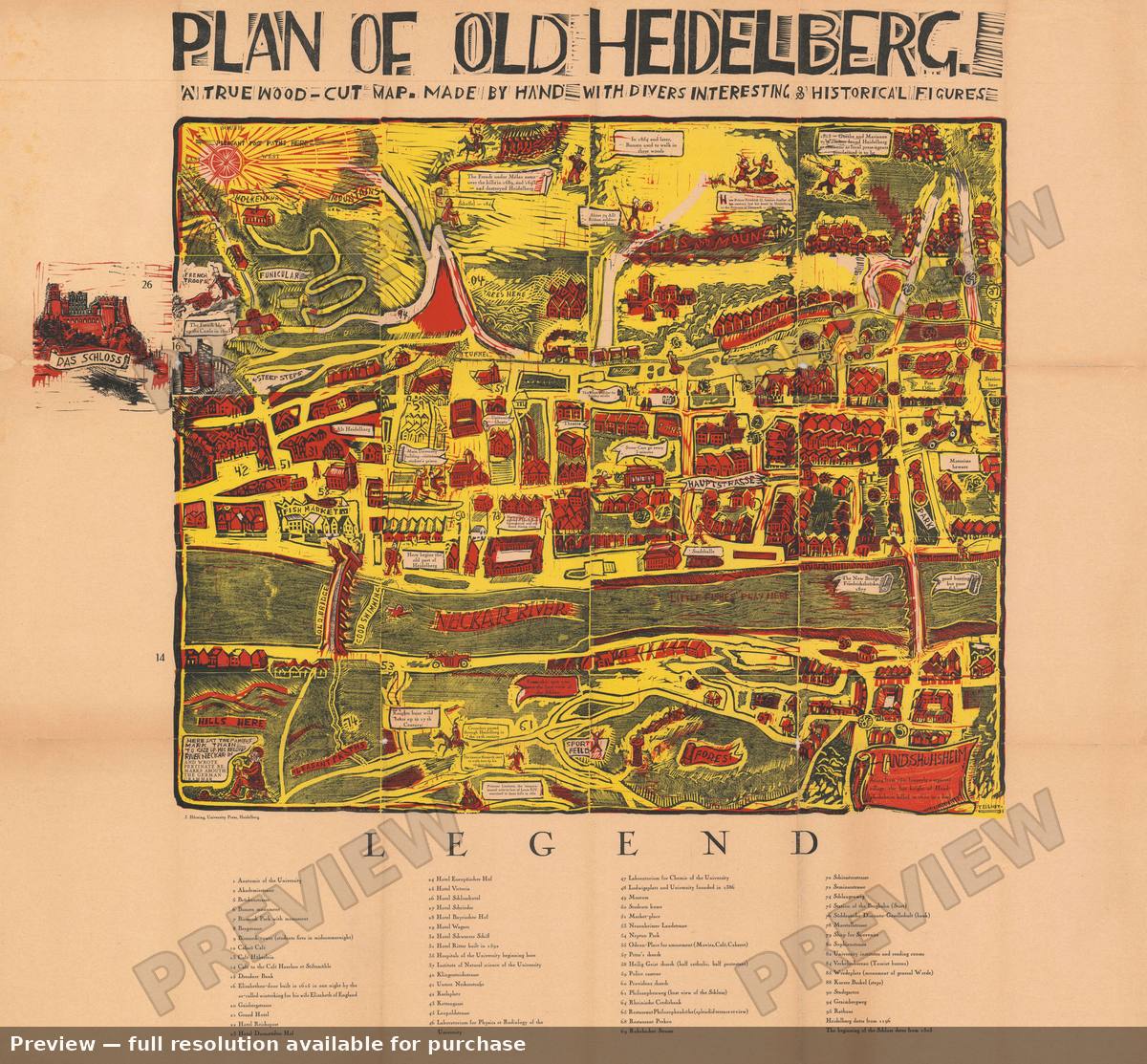Antique map: Heidelberg, 1929, 1929