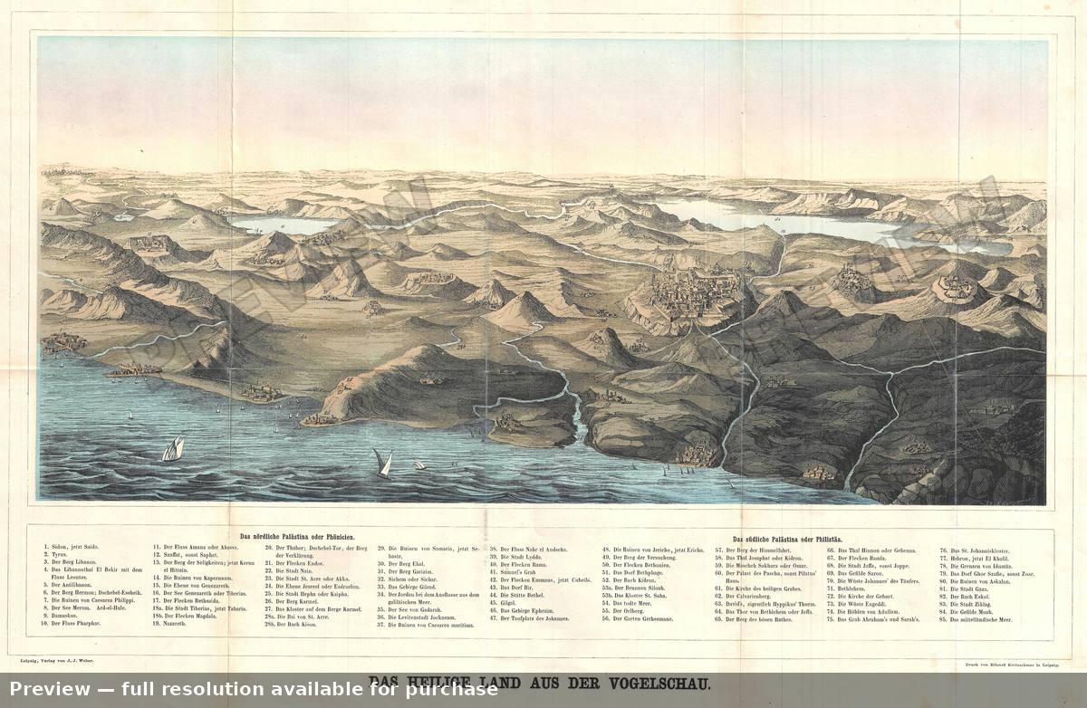 Antique map: Heilige Land, 1858, 1858