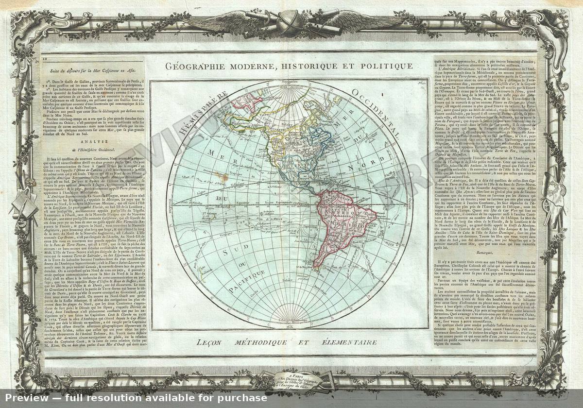Antique map: Hemisphere Occidental, 1786