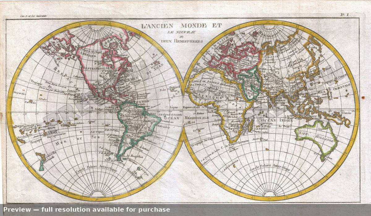 Antique map: Hemispheres, 1780, 1780