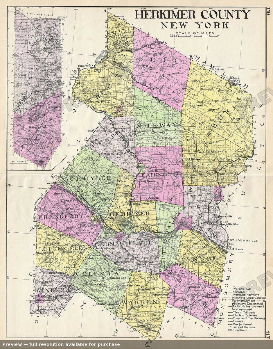 Antique map: Herkimer County NY, 1912, 1912
