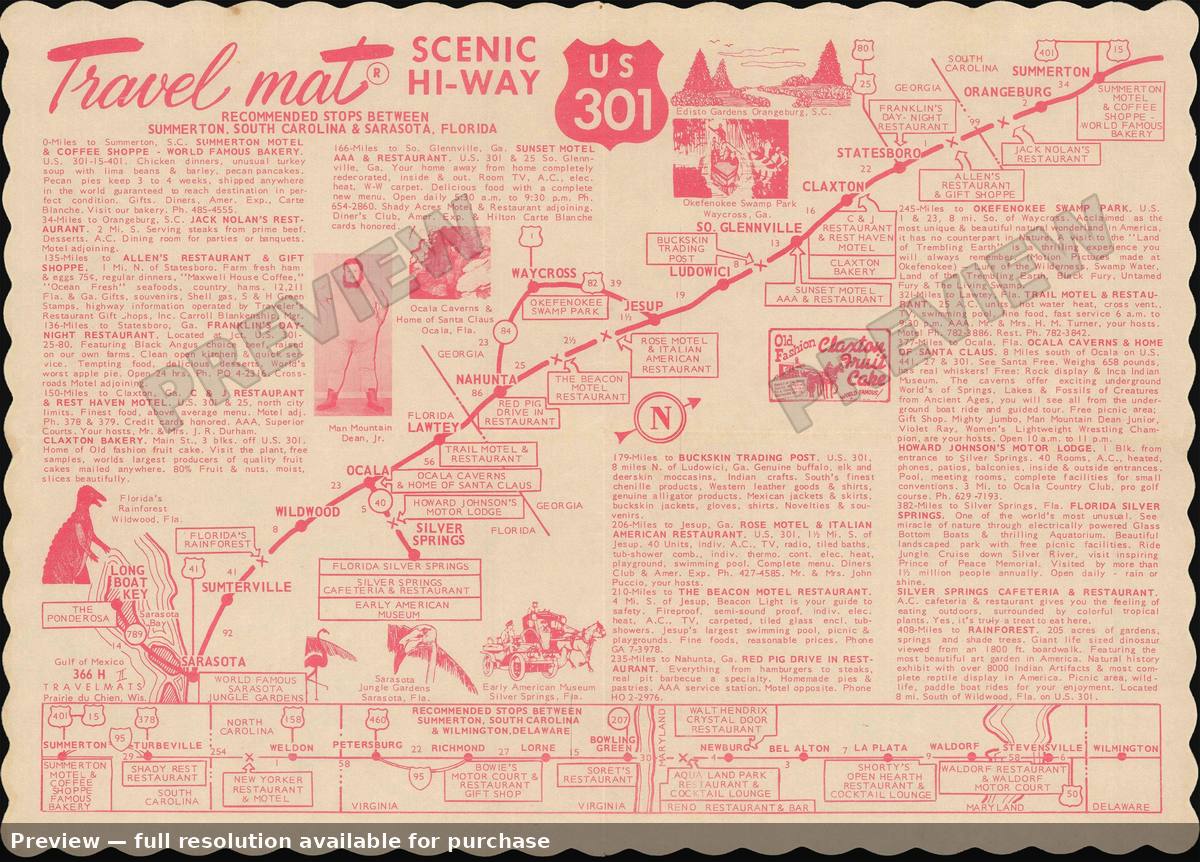 Antique map: Highway 301, 1965, 1965