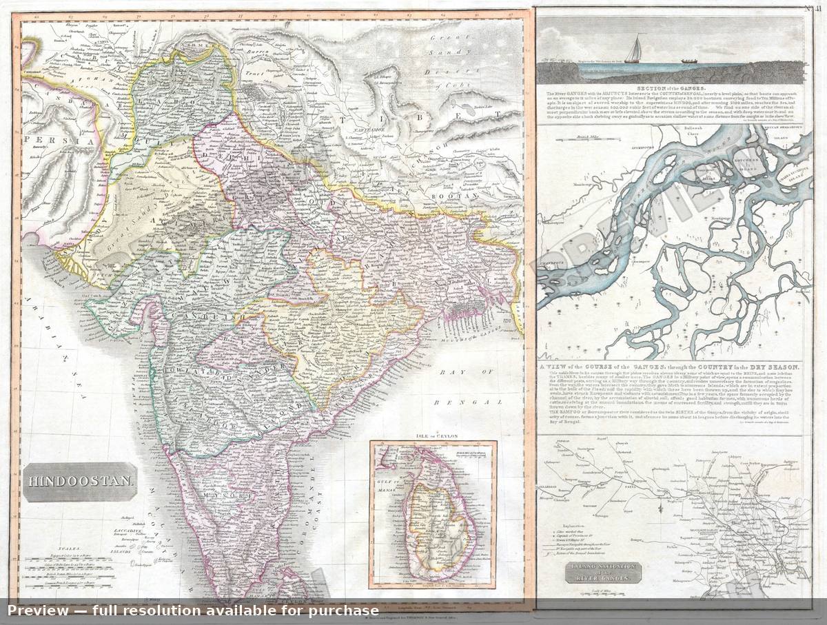 Antique map: Hindoostan, 1814