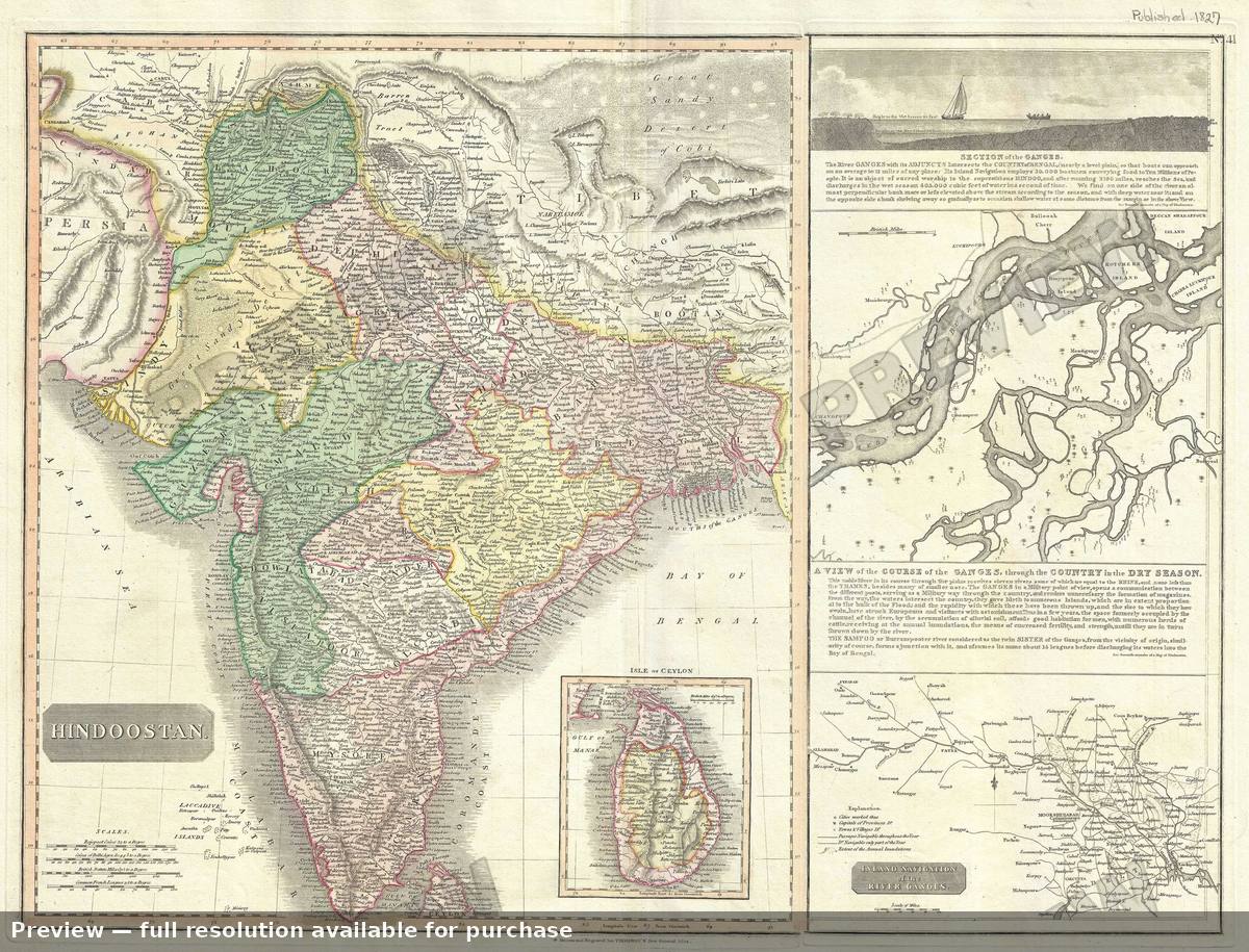 Antique map: Hindoostan, 1817, 1817