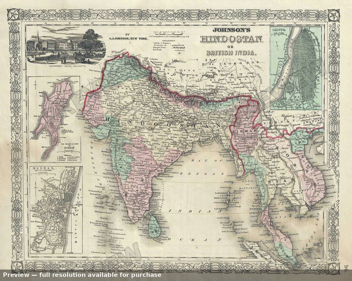Antique map: Hindostan 2, 1866, 1866