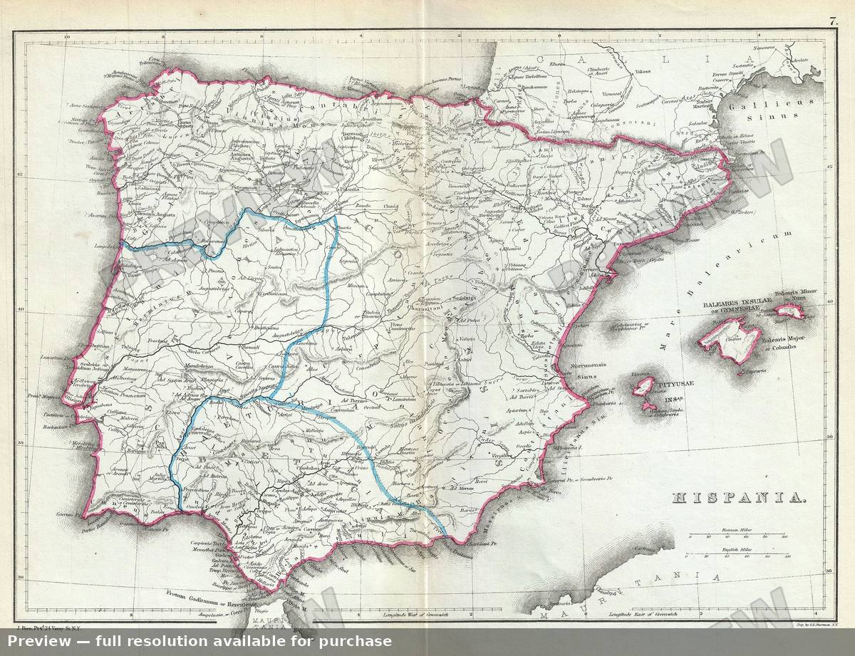 Antique map: Hispania, 1867