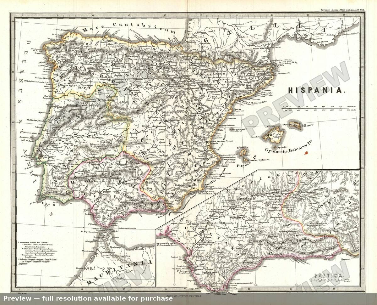 Antique map: Hispania, 1865