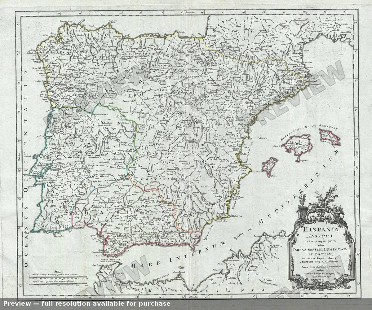 Antique map: Hispania Antiqua, 1757