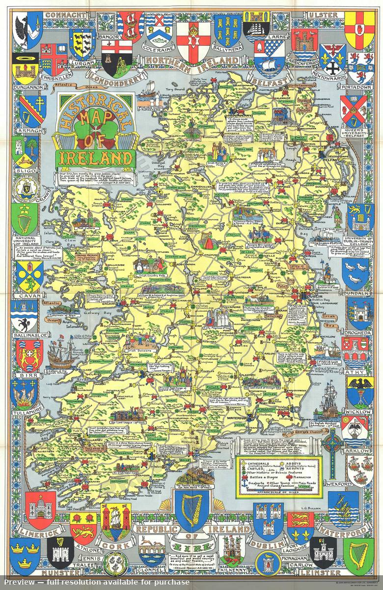 Antique map: Historical Ireland, 1969, 1969