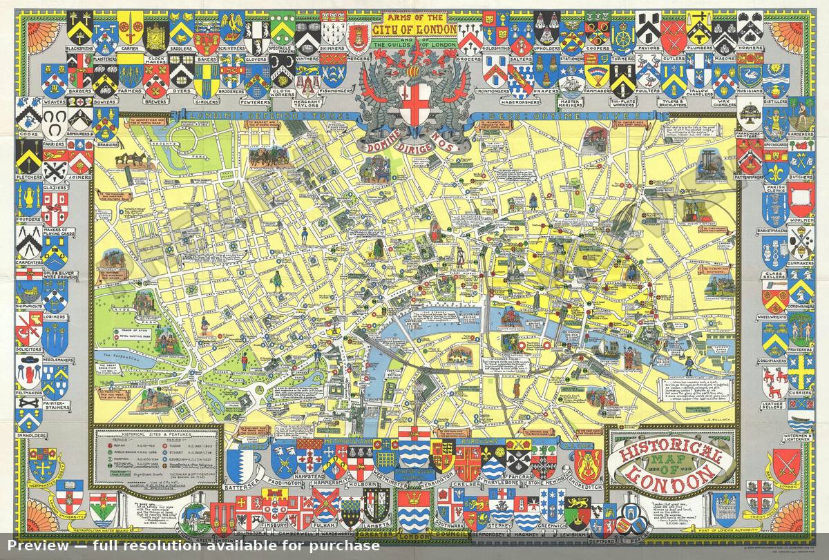Antique map: Historical London, 1978