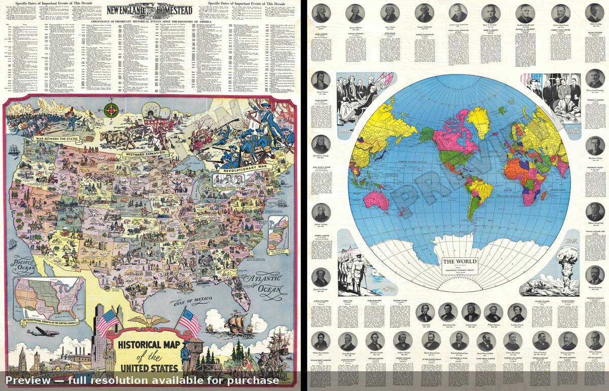 Antique map: Historical Map US, 1959, 1959